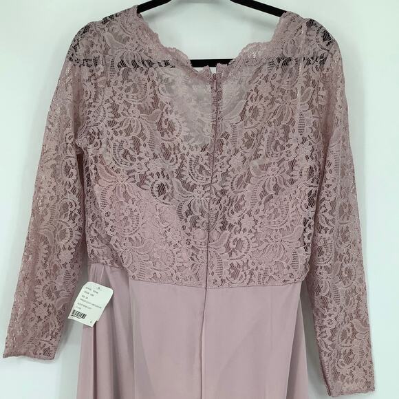 Dessy Collection Size 18 Lace Lux Chiffon Gown Dress Suede Rose $285 msrp II20-9 - Picture 6 of 8